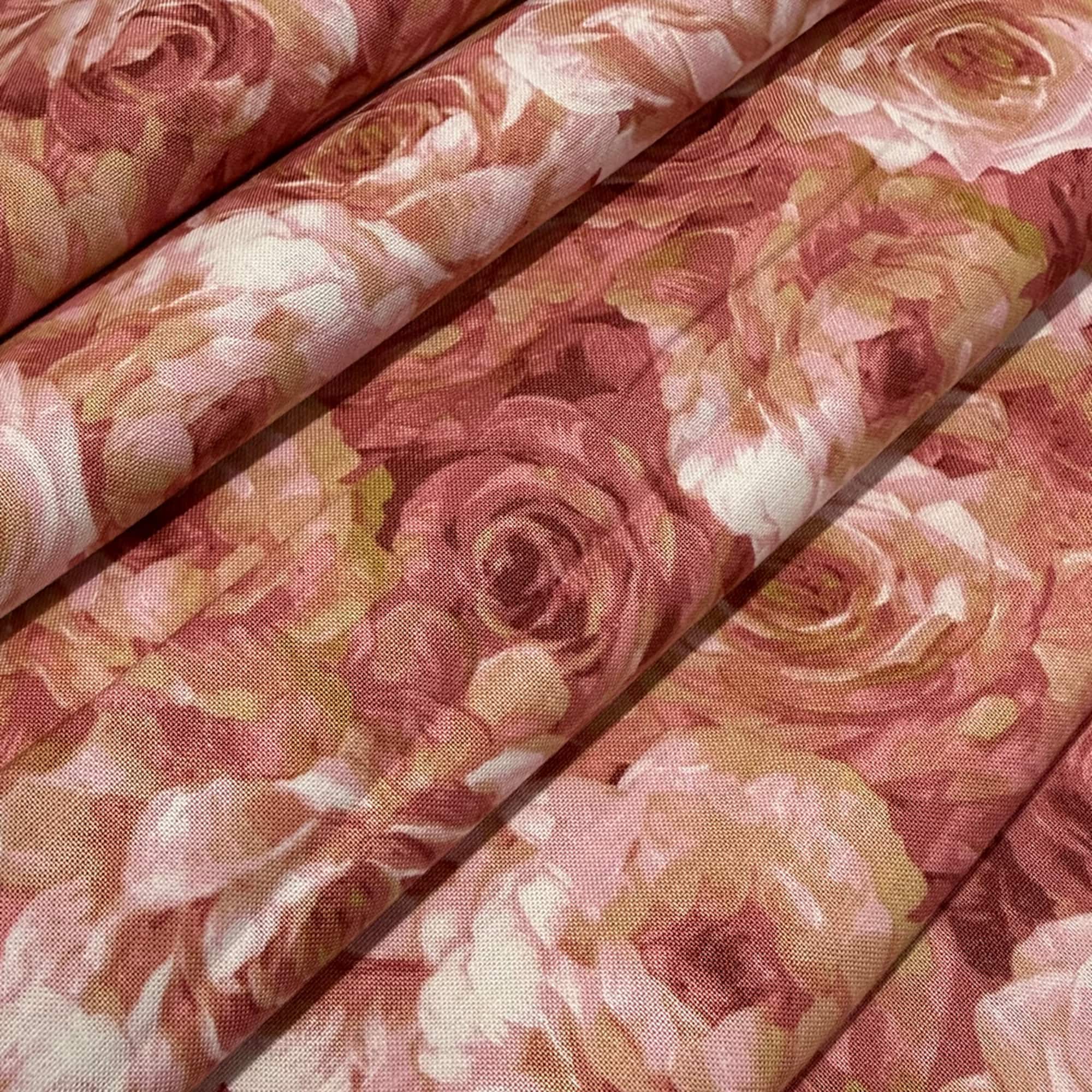 Feldman Floral Packed Pink Rose Cotton Fabric